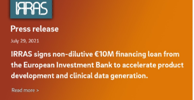 Press Release – IRRAS signs €10 million financing loan from European Investment Bank thumb