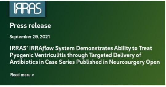 Press Release – IRRAflow Case Series Treating Pyogenic Ventriculitis Published in Neurosurgery Open thumb