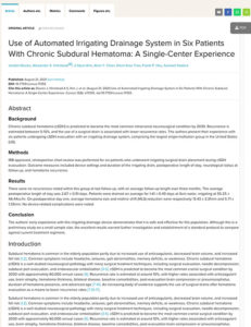 Use of Automated Irrigating Drainage System in Six Patients With Chronic Subdural Hematoma: A Single-Center Experience