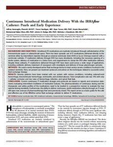 Continuous Intrathecal Medication Delivery With the IRRAflow Catheter: Pearls and Early Experience