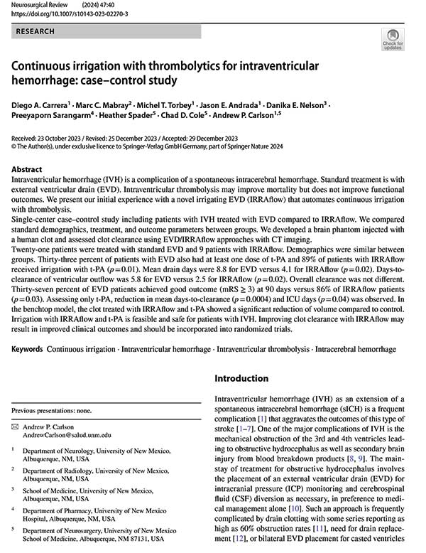 Pdf image of the document for: Continuous irrigation with thrombolytics for intraventricular hemorrhage: case–control study